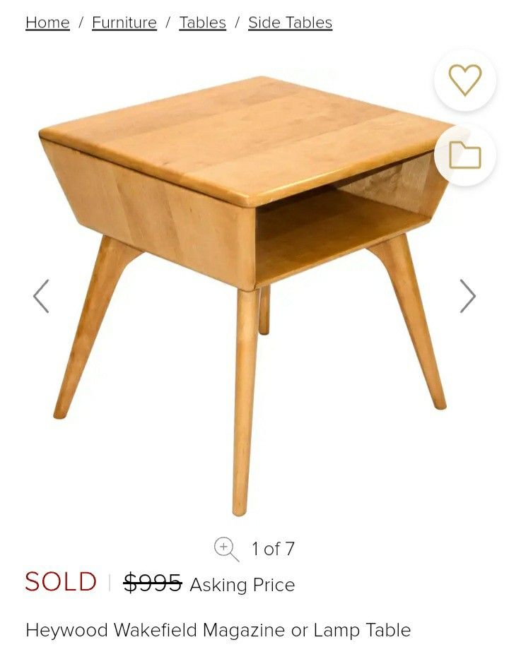 Vintage Mid Century Modern Heywood Wakefield Atomic Side Table