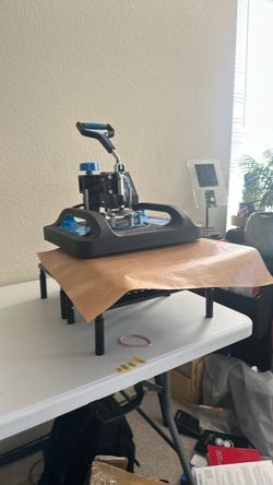 Heat Press Machine with Blue Accents