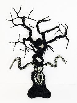 Vintage Department 56 Halloween Spooky Glow-in-the-Dark Tree, plus 2 Small Wire Halloween Trees
