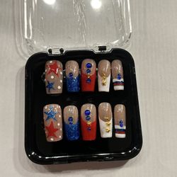 Red, White And Blue Nails 