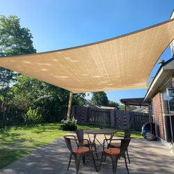 New In Box 12x12 Feet Sun Sail Shade Square Gray Or Cream With Hanging Ropes Included 