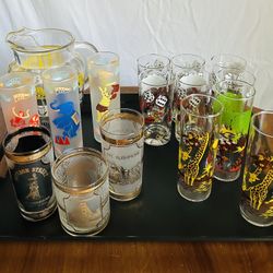 Vtg MCM Fun Bar Glasses-15 Glasses 