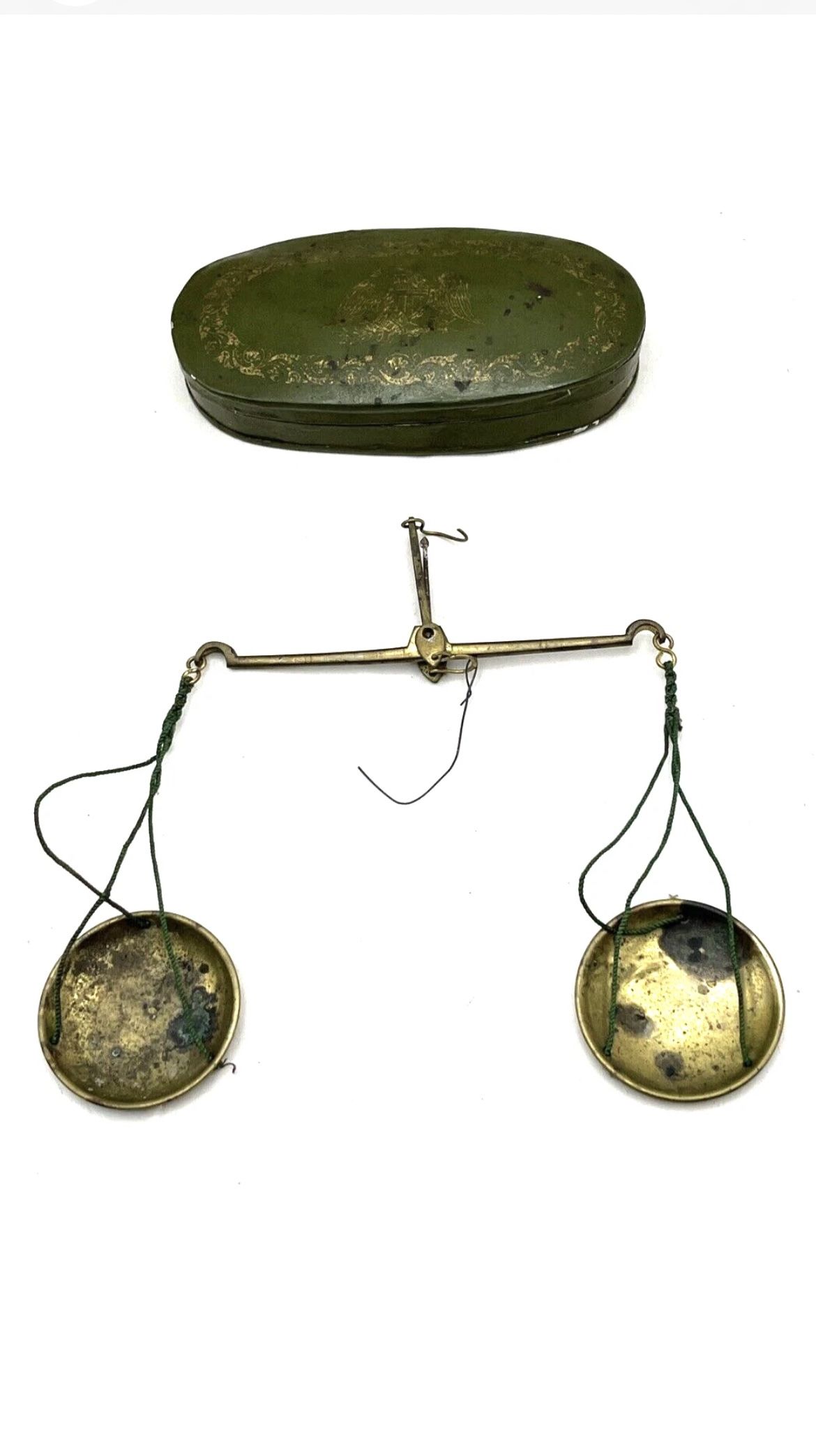 Antique Civil War Pocket Scales Gold Military Medical in Tin Box