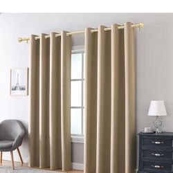 1 Inch Gold Curtain Rods for Windows 144-168 Inches - Heavy Duty Drapery Rods with Adjustable Rods and Ball Finials - Ideal Room Divider and Outdoor R