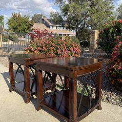 GORGEOUS!! Rustic Style!! Pair of Solid Wood End Tables (Read Description)