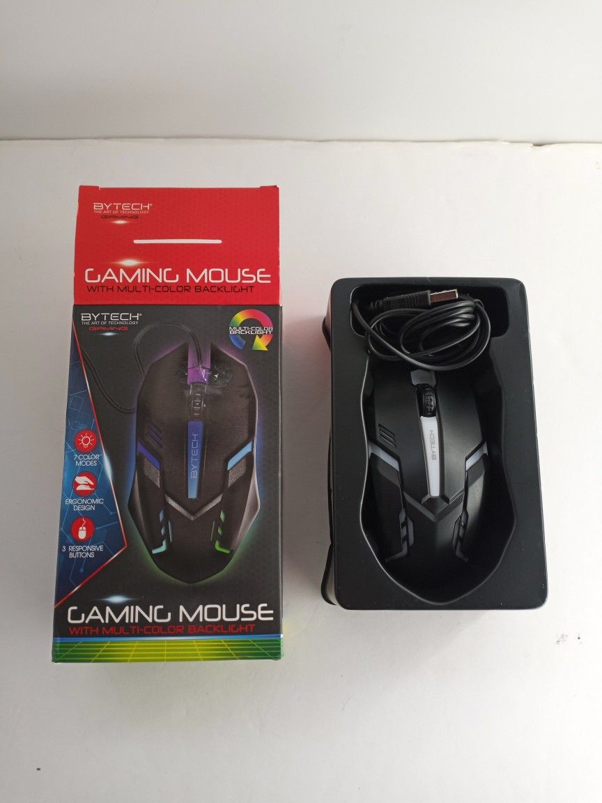 Bytech Gaming Mouse RGB Backlight Wired USB, New Open Box