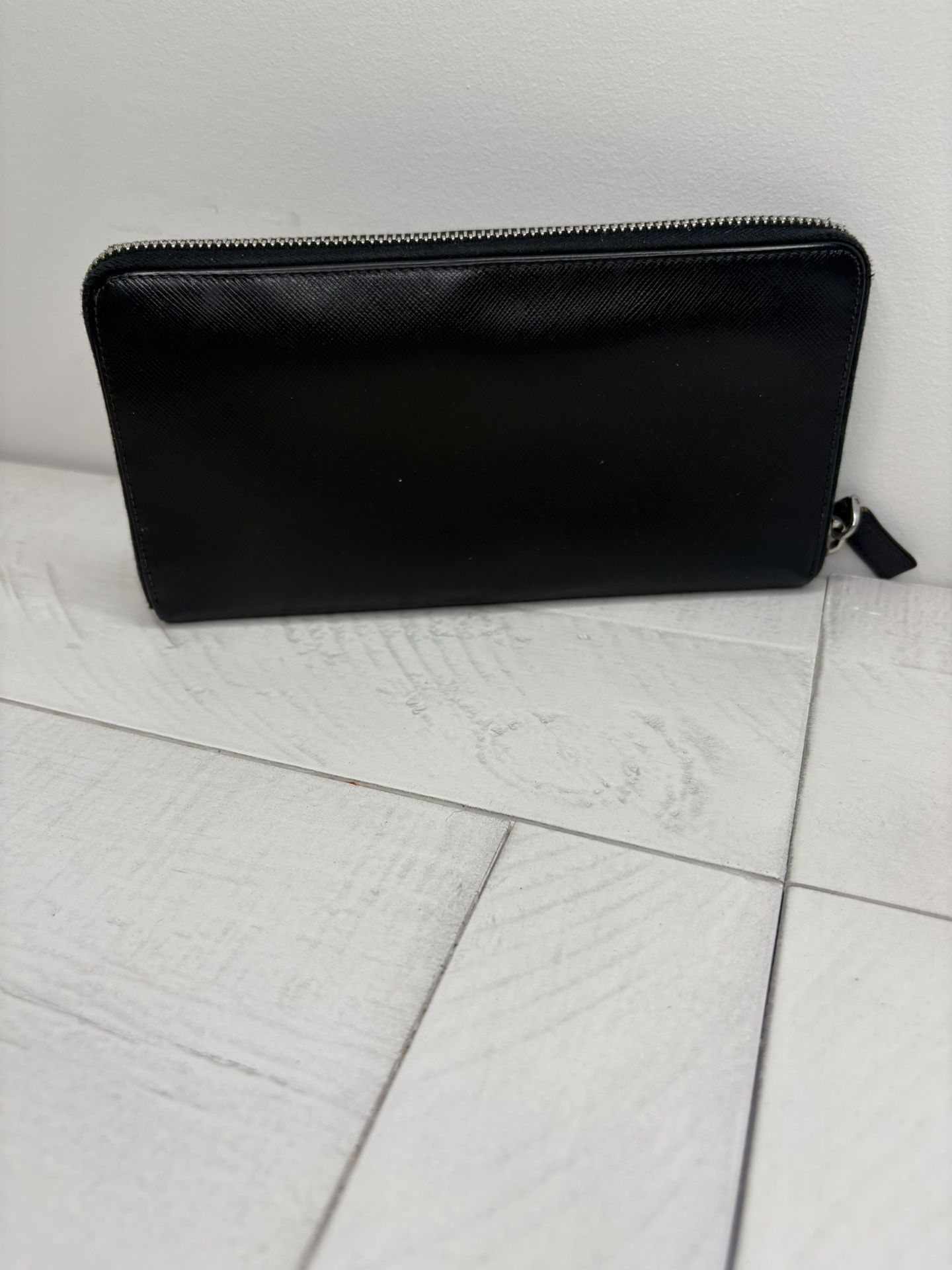 Authentic Prada Saffiano Leather Zip-Around Continental Wallet – Black