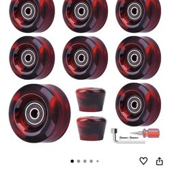  8 Pack 32 x 58, 82A Quad Roller Skate Wheels Mix Red Color 