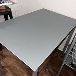 Gray Glass Table With 4 Matching Chairs
