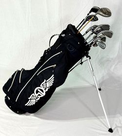 LEFT HANDED LH Men’s Complete Golf Club Set + Titleist Stand Bag – Driver Wood Hybrid Irons Putter