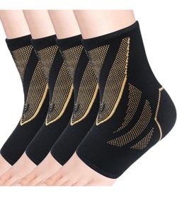 BRAND NEW 2 Pairs Ankle Brace Size Large Ankle Foot Compression Sleeve Support Brace Compression Socks     •    70% Nylon(Contains copper fibers)/10% 