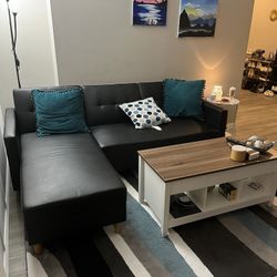 Black Leather Sectional Couch With Storage