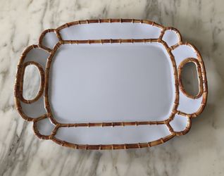 Tommy Bahama Bamboo Trim White Melamine Tray