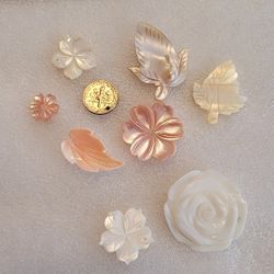 Natural Mother Of Pearl Shell Floral Lot Beads Jewelry Craft