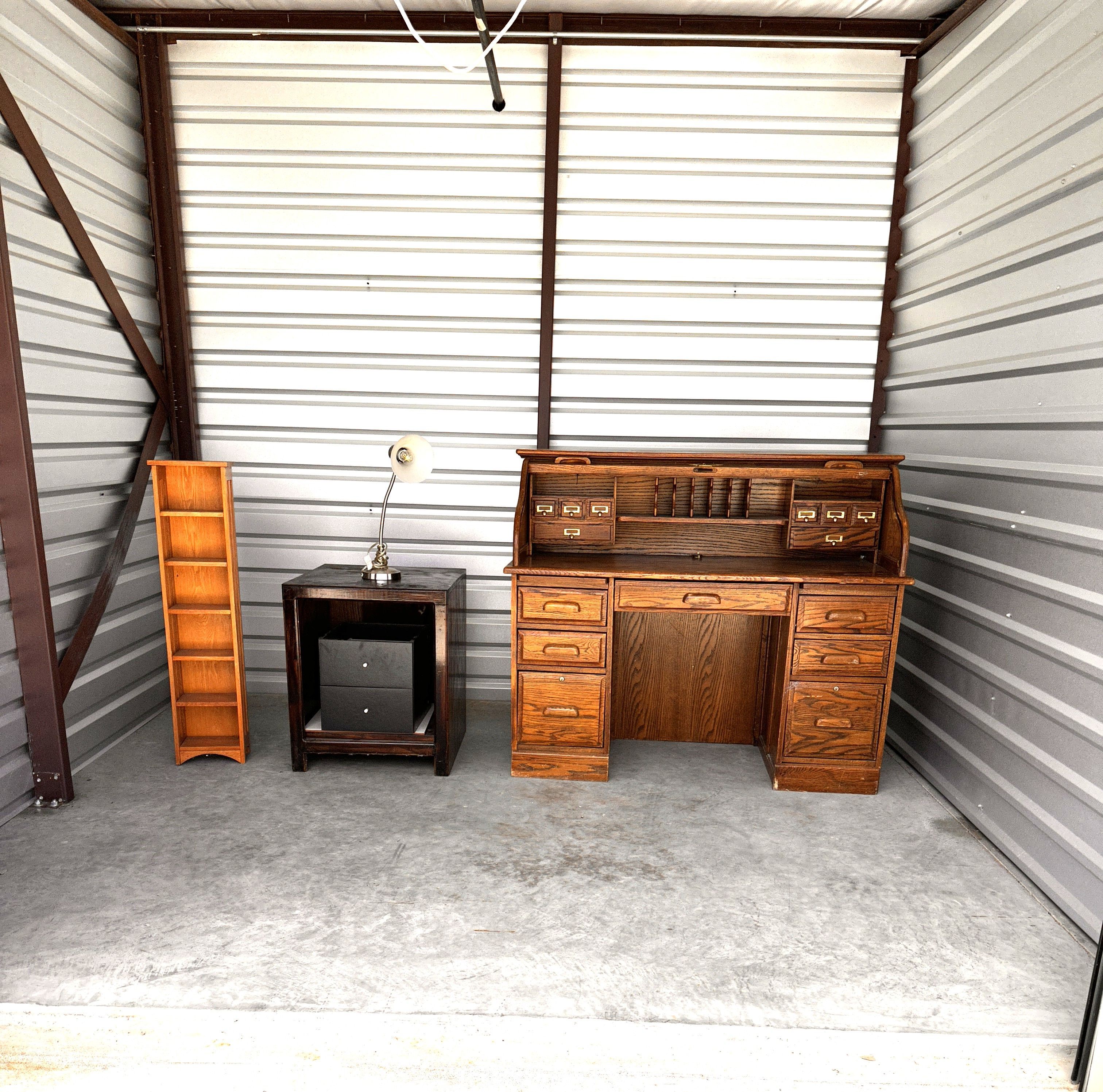 Auction Unit 498 7/18 - Furniture, Wood roll up desk, Wood DVD storage shelve