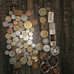 Coins, Silver, Copper, And Different Curency 