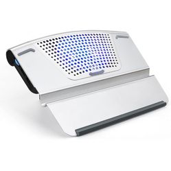 Essentials Aluminum Small Laptop Riser Stand, Desk Riser with Non-Slip Padding and Tilted Surface