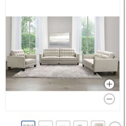 Carabella 3 Piece Leather Set, Sofa, Loveseat Chair 