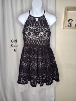 Black Lace Girl Dress Plus Size (16) $10