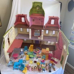 2012 Vintage Fisher Price Loving Family Dream Dollhouse Folding Grand Mansion Plus Accessories