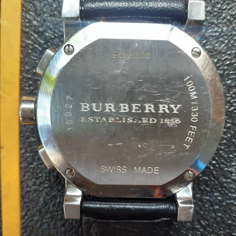Burberry Men's BU2306 'Trench' Chronograph Black Leather Watch Black
