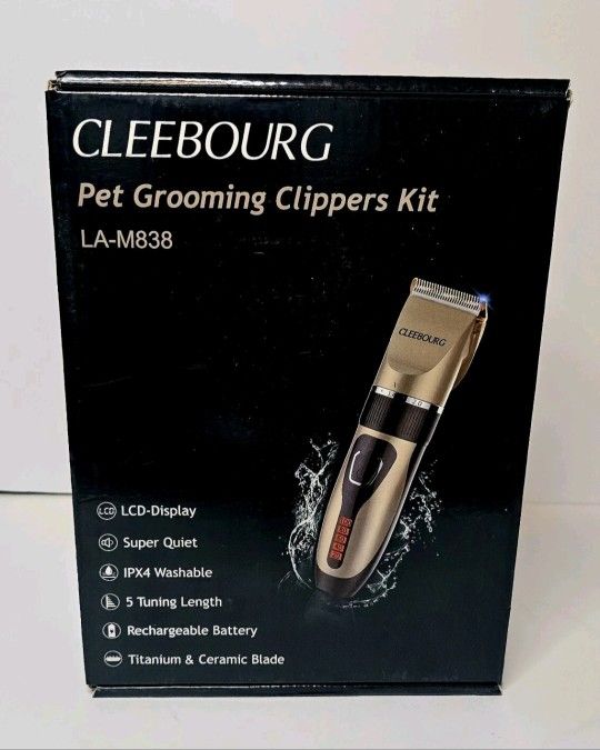 CLEEBOURG Pet Grooming Clippers Kit - USB Rechargeable Grooming Kit