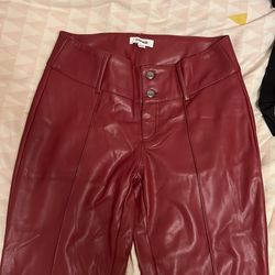 Garage Red leather Jeans