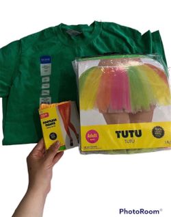 Halloween costume, skirt , t shirt , and lugging