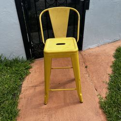 1 Yellow Metal Bar Stool…24” From Bottom To SEAT 35.5” Bottom To Back Rest…$20