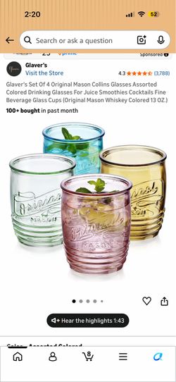 Mason drinking glasses