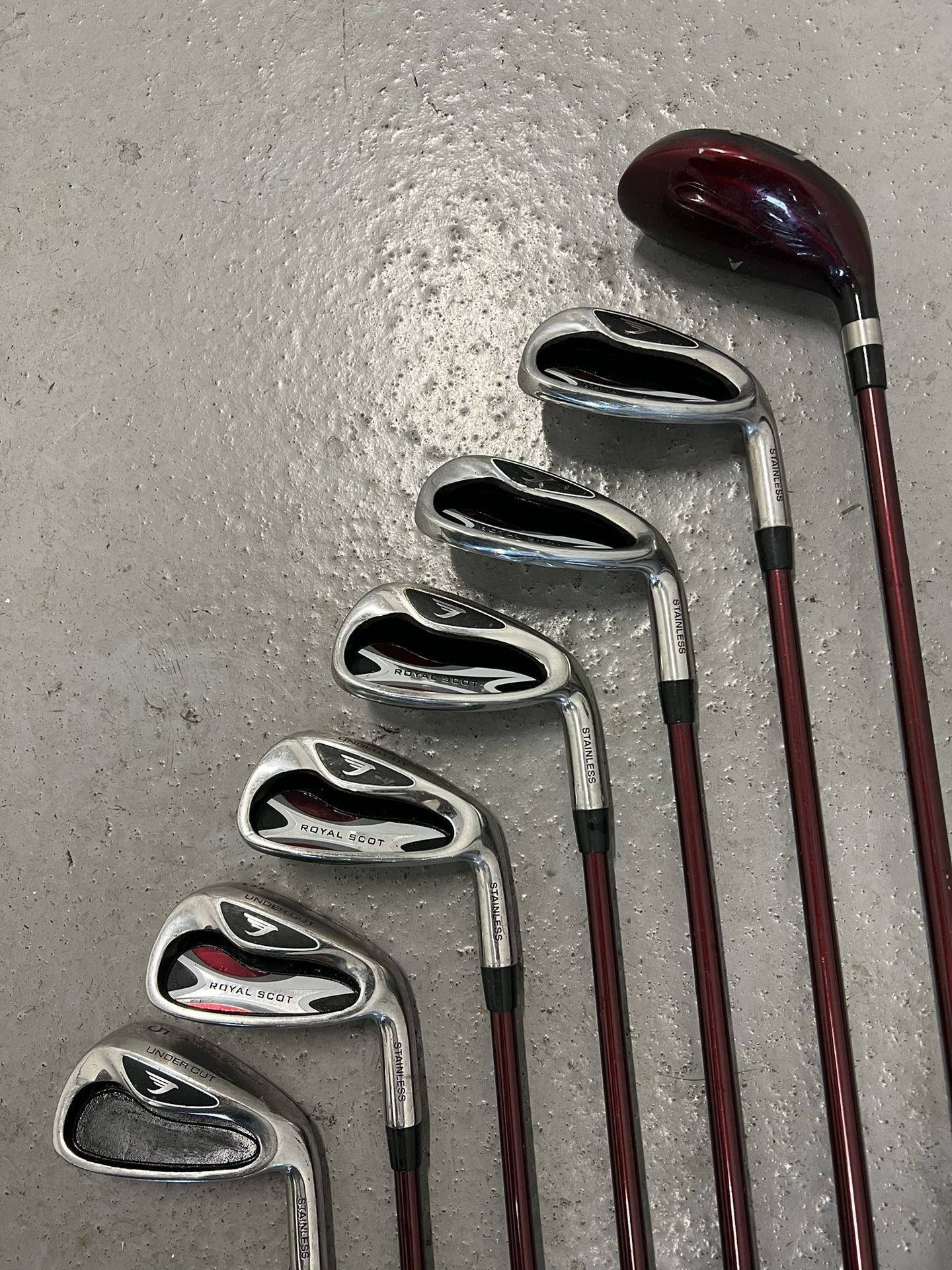 TOMMY ARMOUR Royal Scot Set of 7 clubs 5-8 P S HY3 Graphite Mid Firm Flex RIGHT (Good condition)