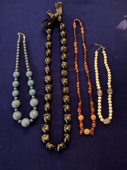 Collection Of 4 Large Beaded Necklaces 