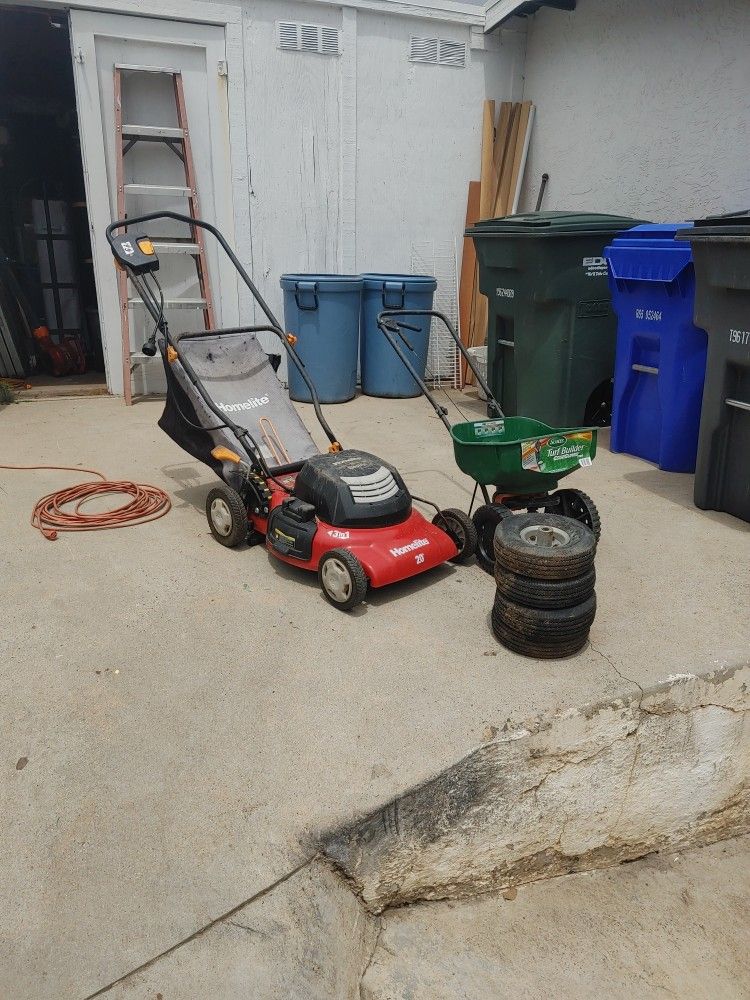 Home Life 12 Amp Electric Lawn Mower, Scott's Turf Builder Spreader