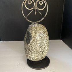 Stone and Metal Artifact Of An Owl Heavy Piece Art Gallery Quality