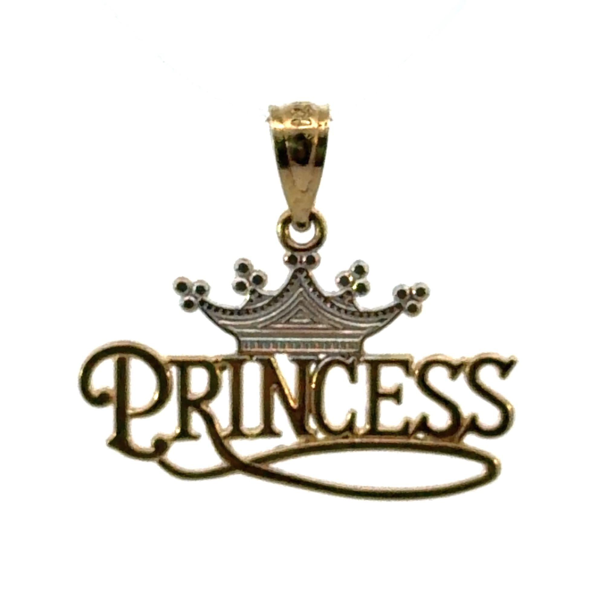 Woman’s Ladies 14k Two Toned White Yellow Gold Princess Charm Pendant For Necklace GP3123021