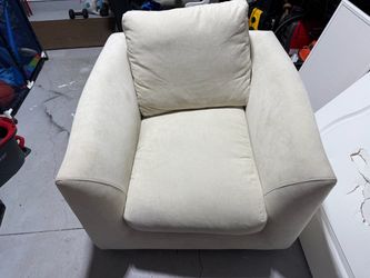 Free white fabric upholstered accent chair