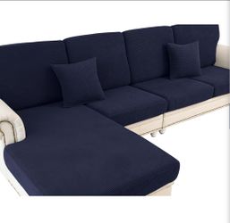5955: Couch Cushion Covers for Sectional Sofa L Shape Washable Separate Seat Chaise Couch Cover Stretch Sofa Slipcovers with 2 Pcs Pillowcases (2 Seat