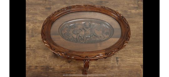 Oval Antique Coffee Table And Tray