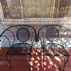 Vintage black wrought iron patio armchair, Wrought IRON Bistro CHAIRS - TWO FOR $150
