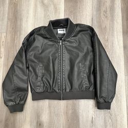 New Faux Leather Bomber Jacket