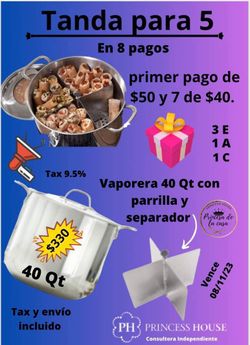 Olla 40qt Con Parrilla Y Division 