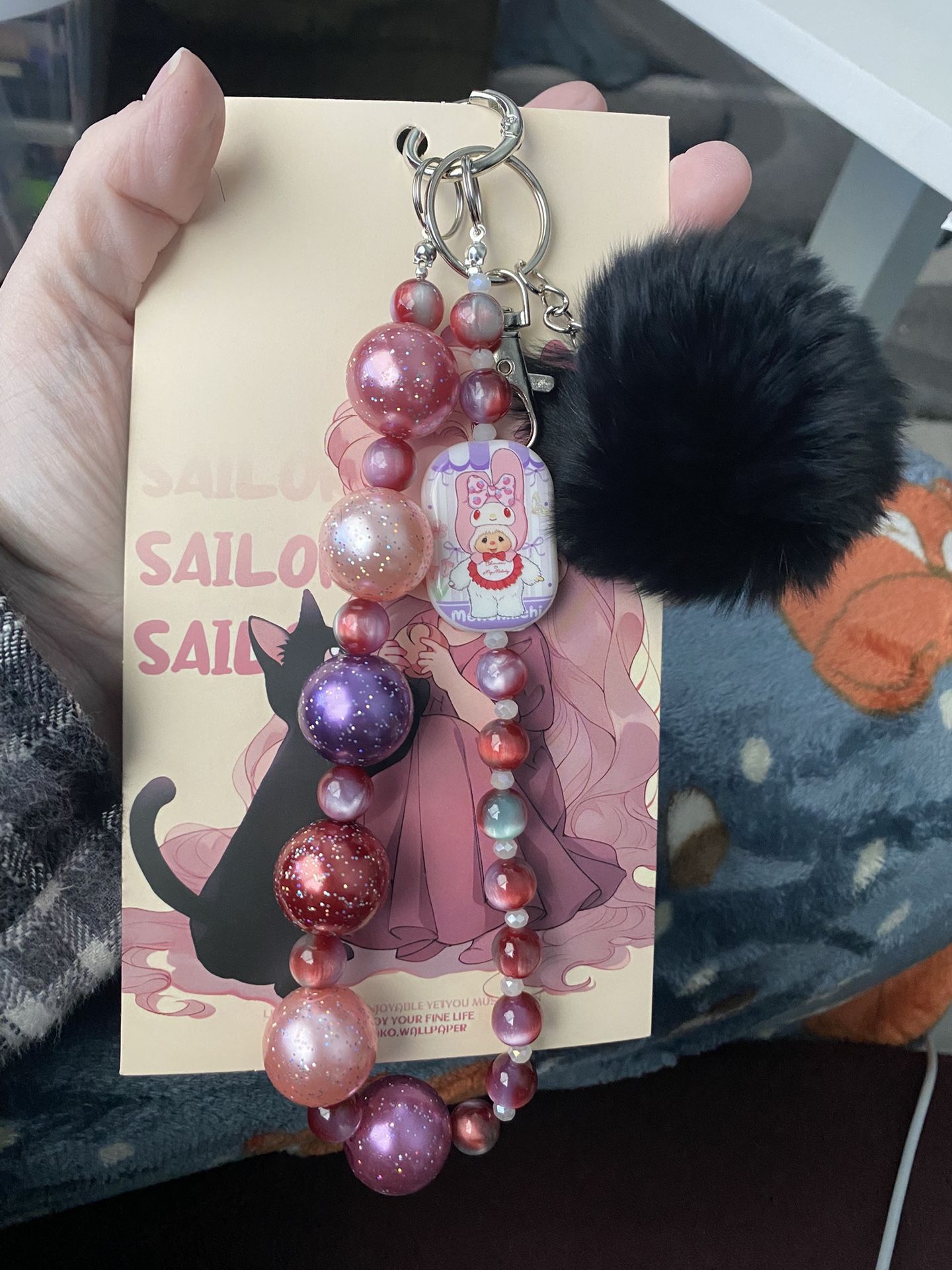 Keychain Monchichi With Pompom