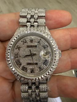 Rolex date just iced out diamond watch