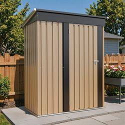 New Metal Outdoor Storage Shed 5FT x 3FT, Steel Utility Tool Shed Storage House with Door & Lock, Metal Sheds Outdoor Storage for Backyard Garden Pati