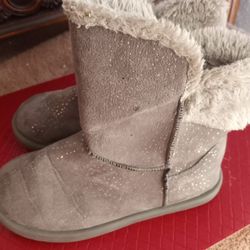 Gray Glitter Boots Young Girl Size 2