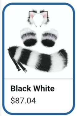 New Faux FurBeast Animals Ears Headband Stripe Furry Tail Hairband Cosplay / Halloween Costume
And Paw Gloves