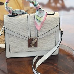 ALDO  Handbag  Women's Shoulder Bag Cream with multi color Scarve Handle NWT