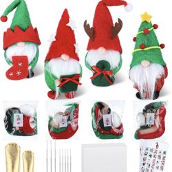 Preboun 4 Pack Christmas Needle Felting Kit Gnome Needle Felting Starter Kit with Basic Felt Tools for Beginners, Adult DIY Wool Needle Felting Suppli