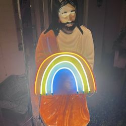 Mid Cent Rainbow Blow Mold Jesus $70