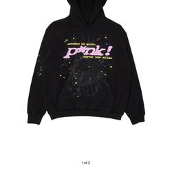 sp5der pink black hoodie 